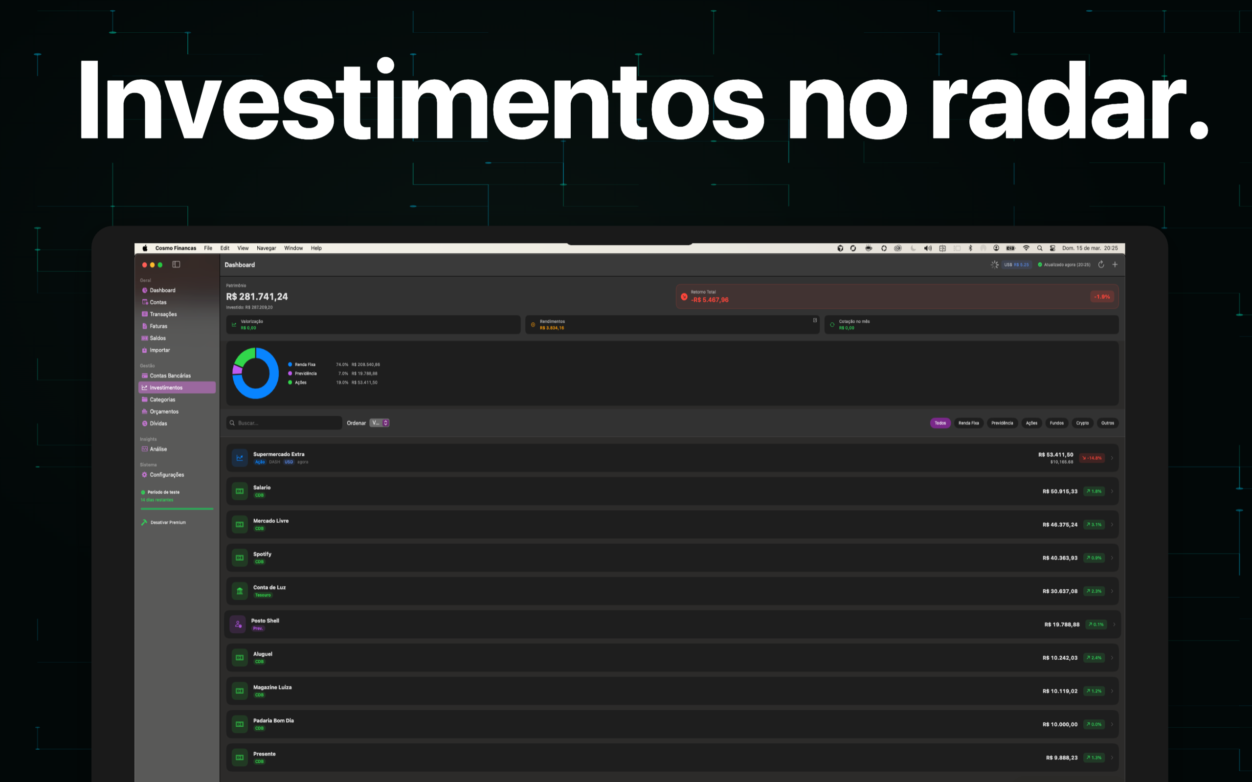 Detalhes de transações
